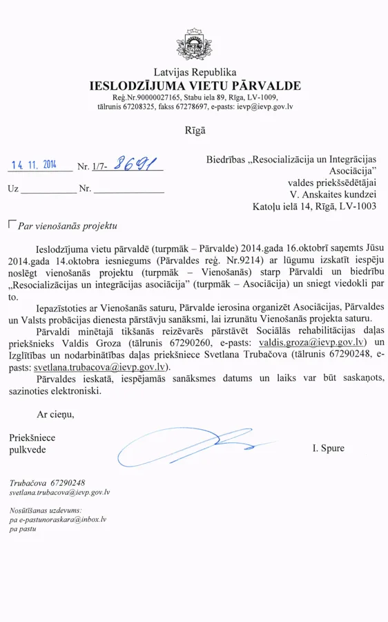 Par vienošanās projektu
